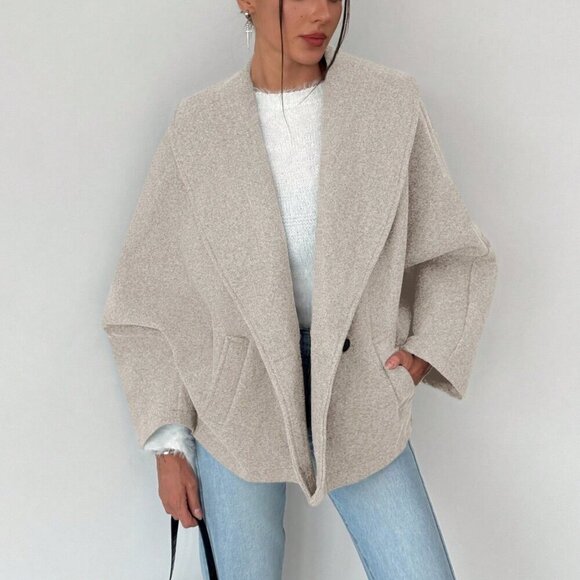 Jackets & Blazers - Khaki Casual Women's Elegant Lapel Versatile Coat